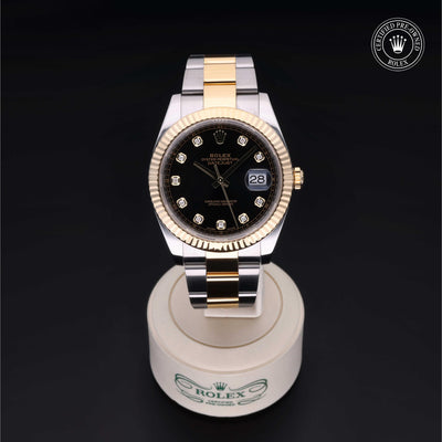 Rolex Certified Pre-owned Datejust M126333-0005 front on black background