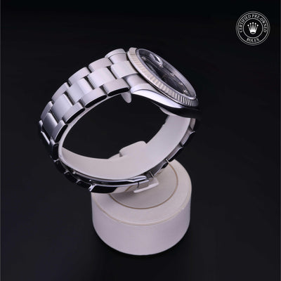 Rolex Certified Pre-owned Datejust M126334-0011 front on black background