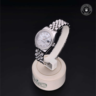 Rolex Certified Pre-owned Lady Datejust M179384-0004 front on black background