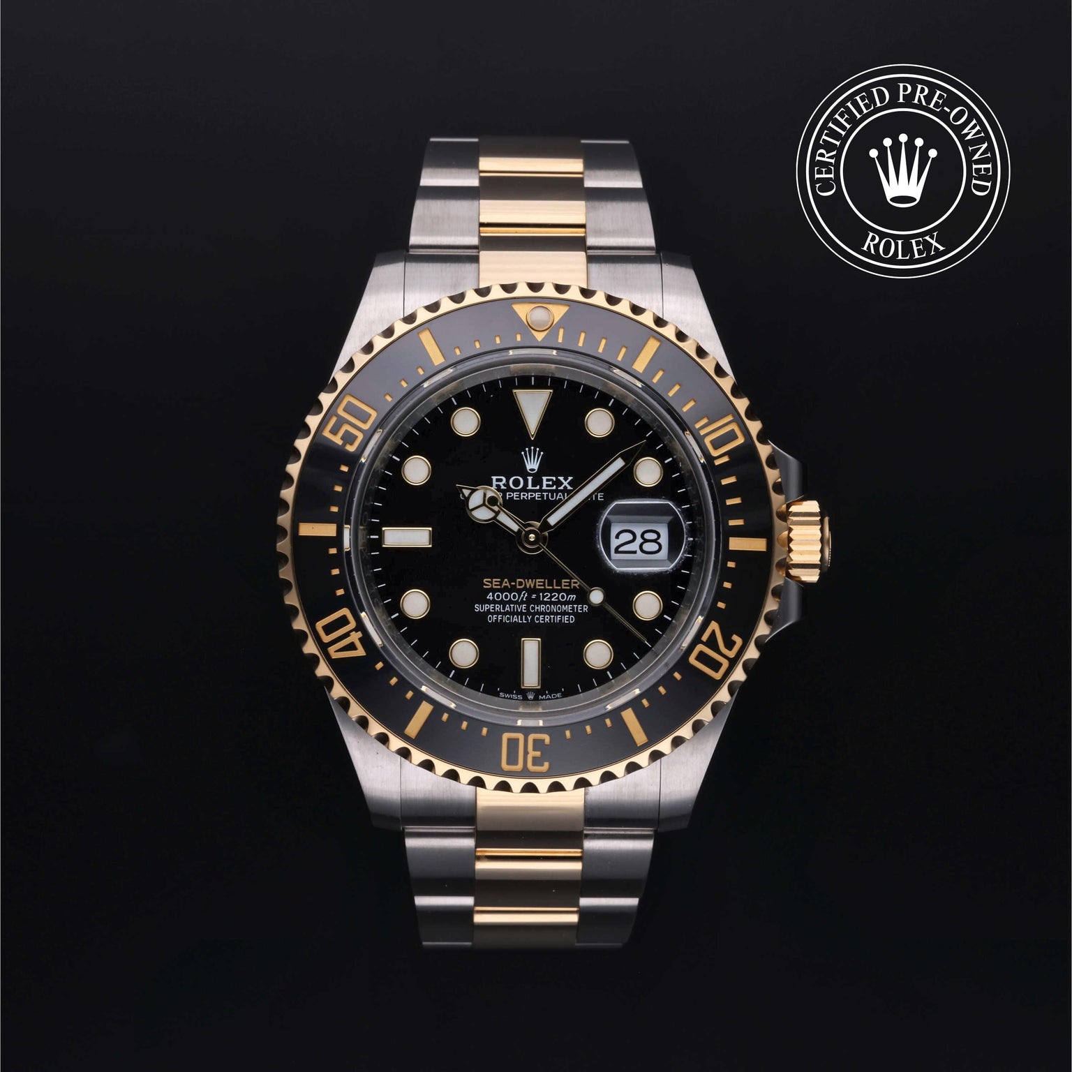 Rolex Certified Pre-owned Sea-Dweller M126603-0001 front on black background