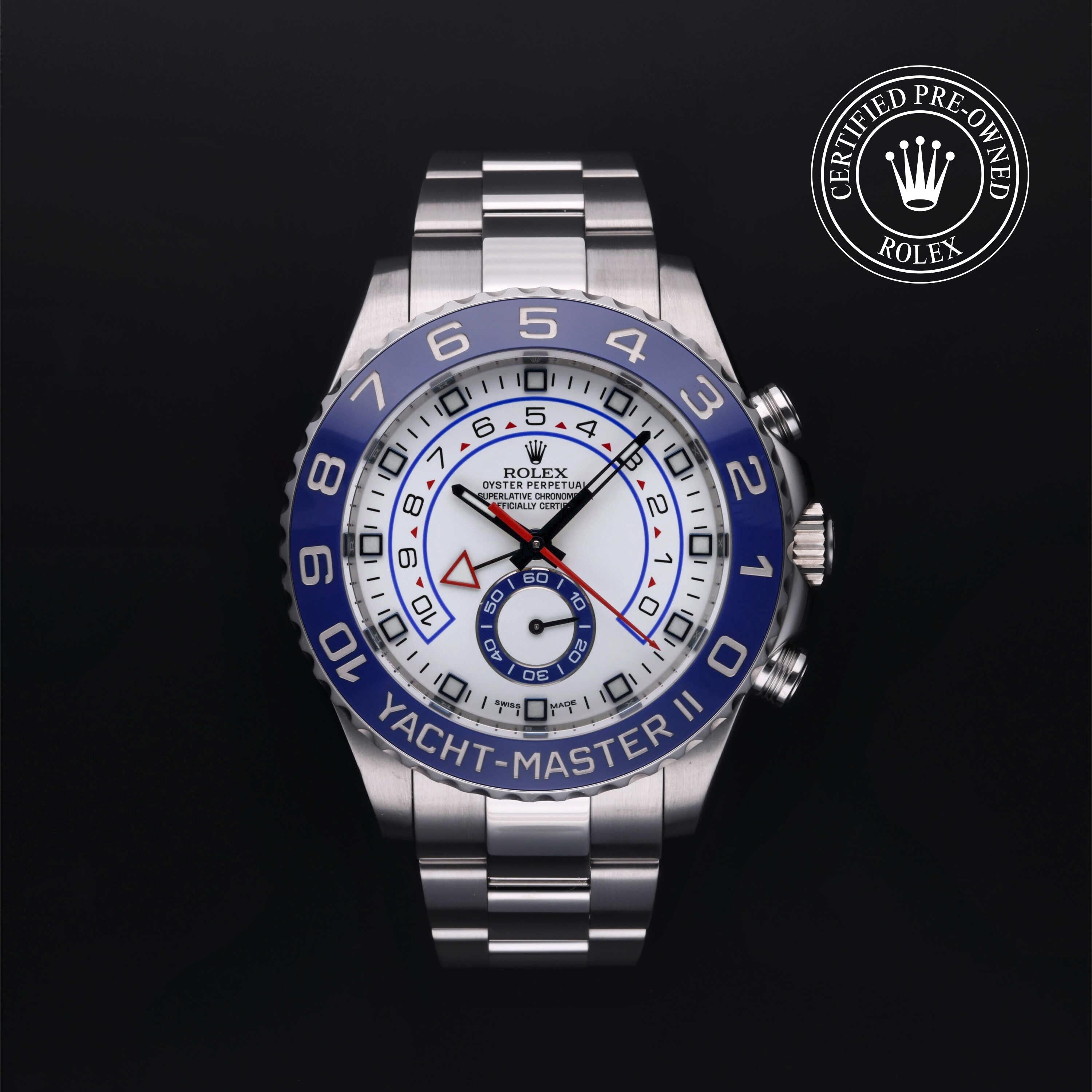 Rolex Certified Pre-owned Yacht-Master M116680-0001 front on black background