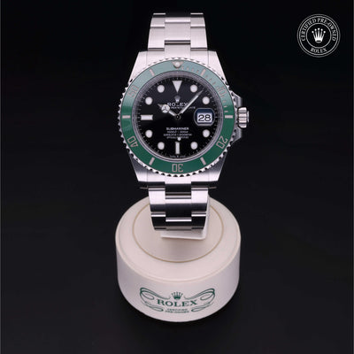 Rolex Certified Pre-owned Submariner Date M126610LV-0002 front on black background