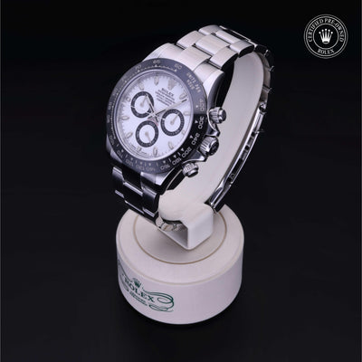 Rolex Certified Pre-owned Daytona M116500LN-0001 front on black background