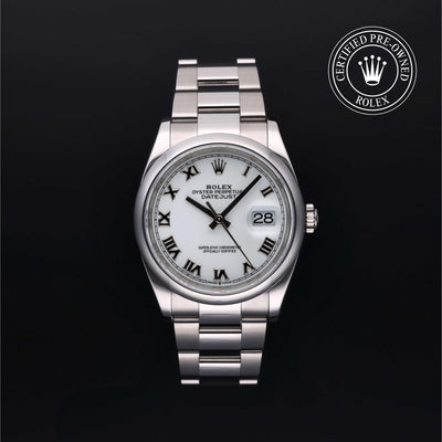 Rolex Certified Pre-owned Datejust M126200-0008 front on black background