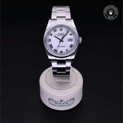 Rolex Certified Pre-owned Datejust M126200-0008 front on black background