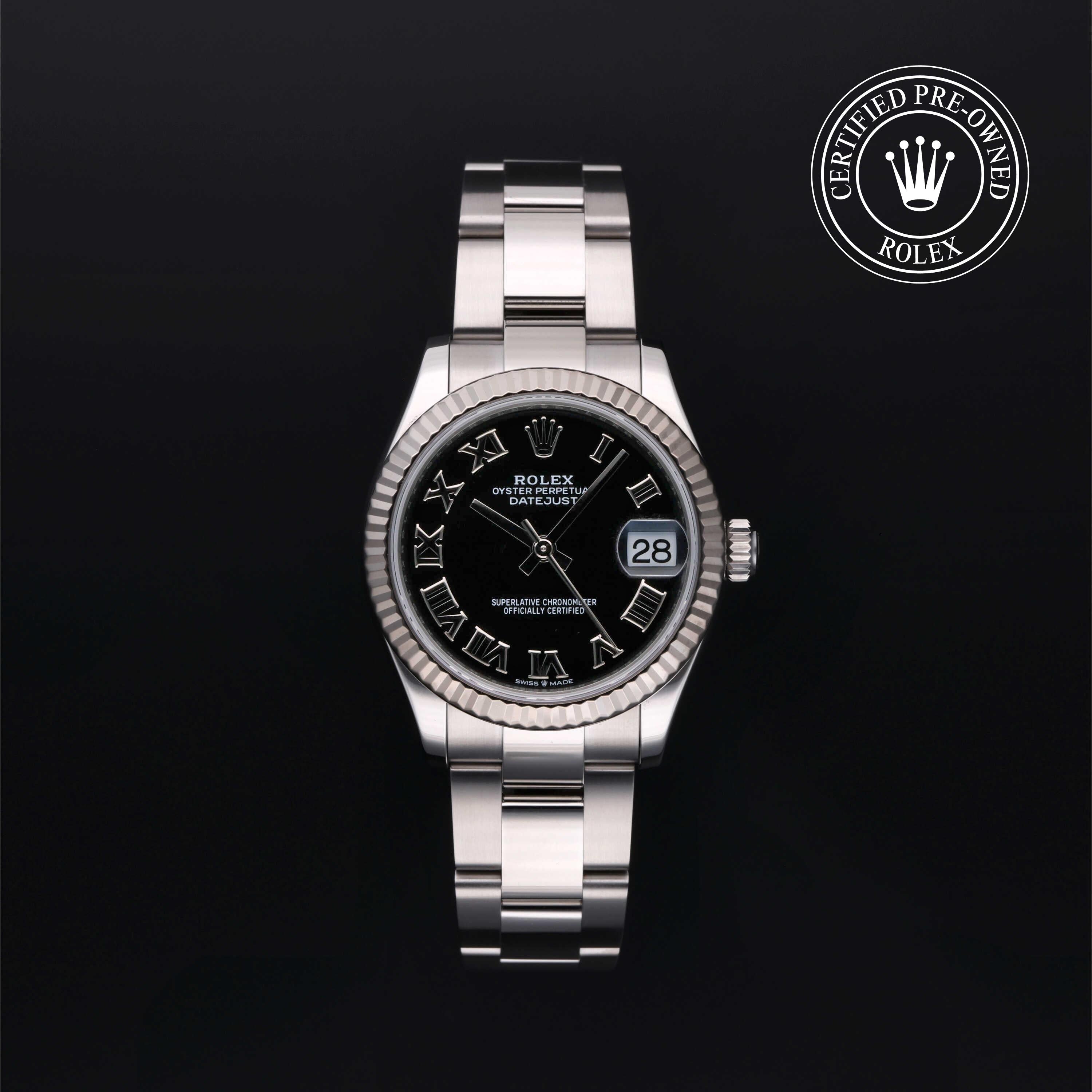 Rolex Certified Pre-owned Lady Datejust M278274-0001 front on black background