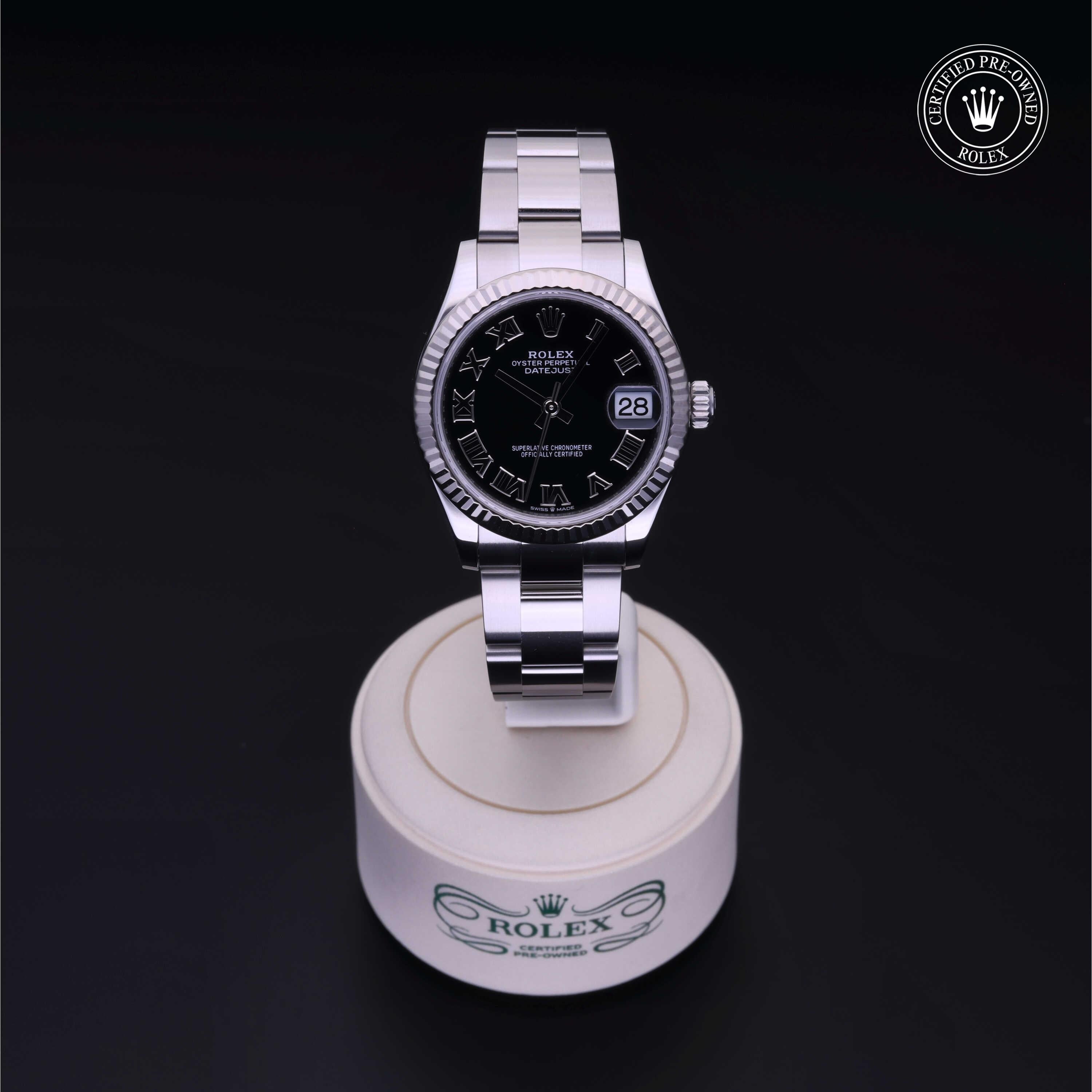 Rolex Certified Pre-owned Lady Datejust M278274-0001 front on black background