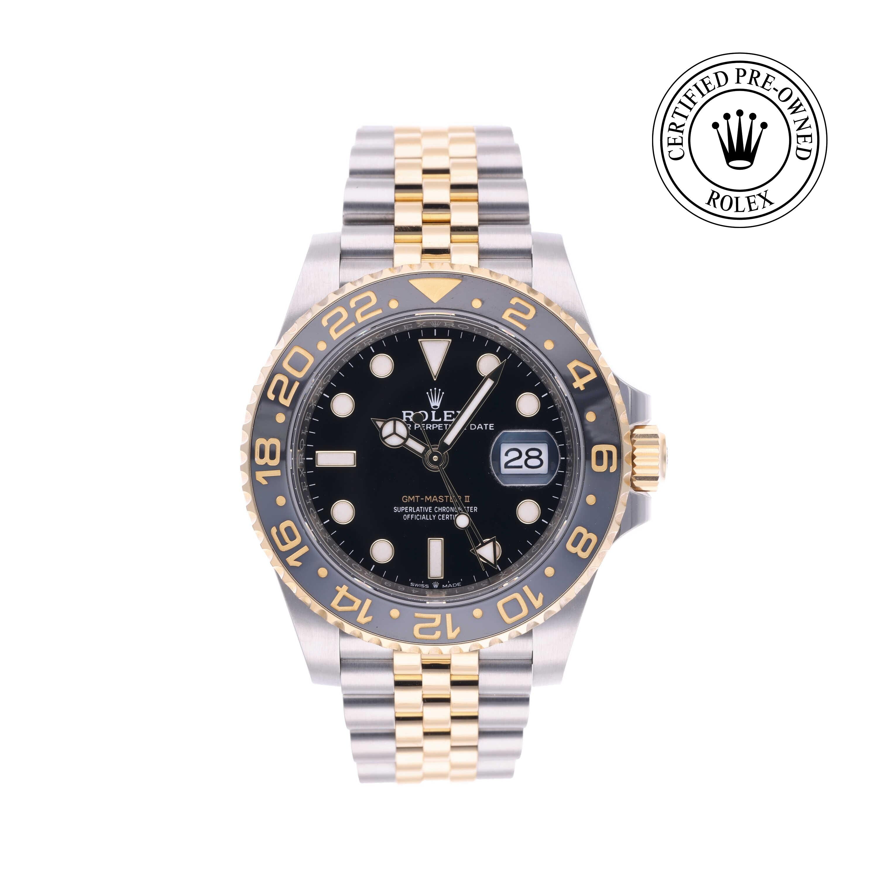 Rolex Certified Pre-owned GMT M126713GRNR-0001 front on white background
