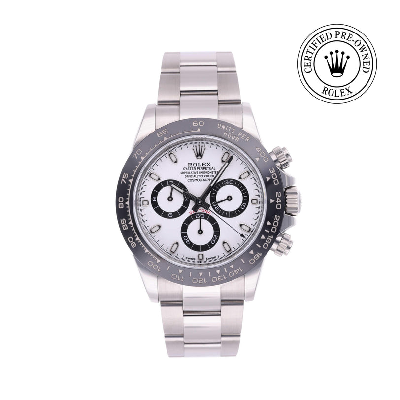 Rolex Certified Pre-owned Daytona M116500LN-0001 front on white background
