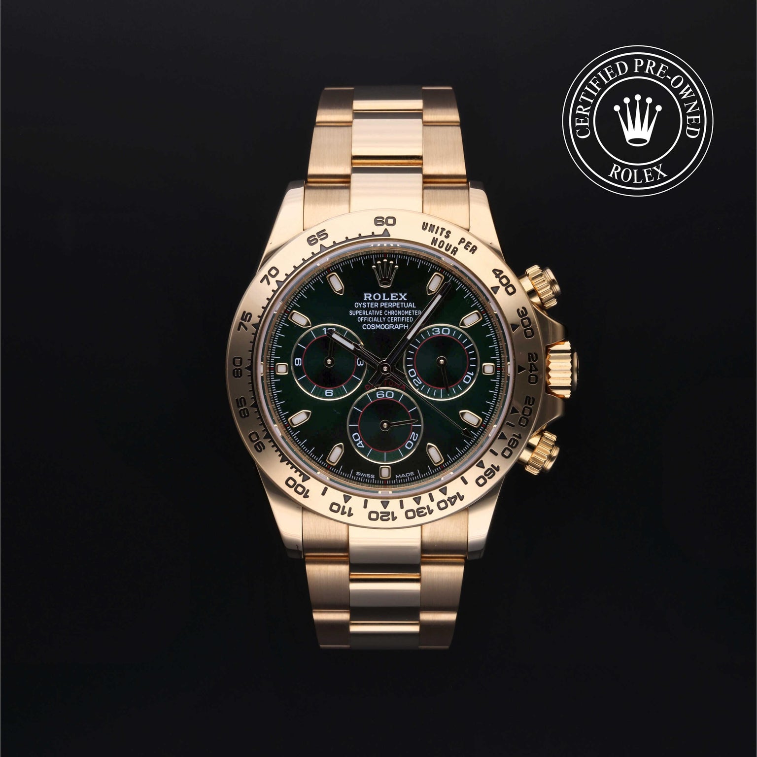 Rolex Certified Pre-owned Daytona M116508-0013 front on black background