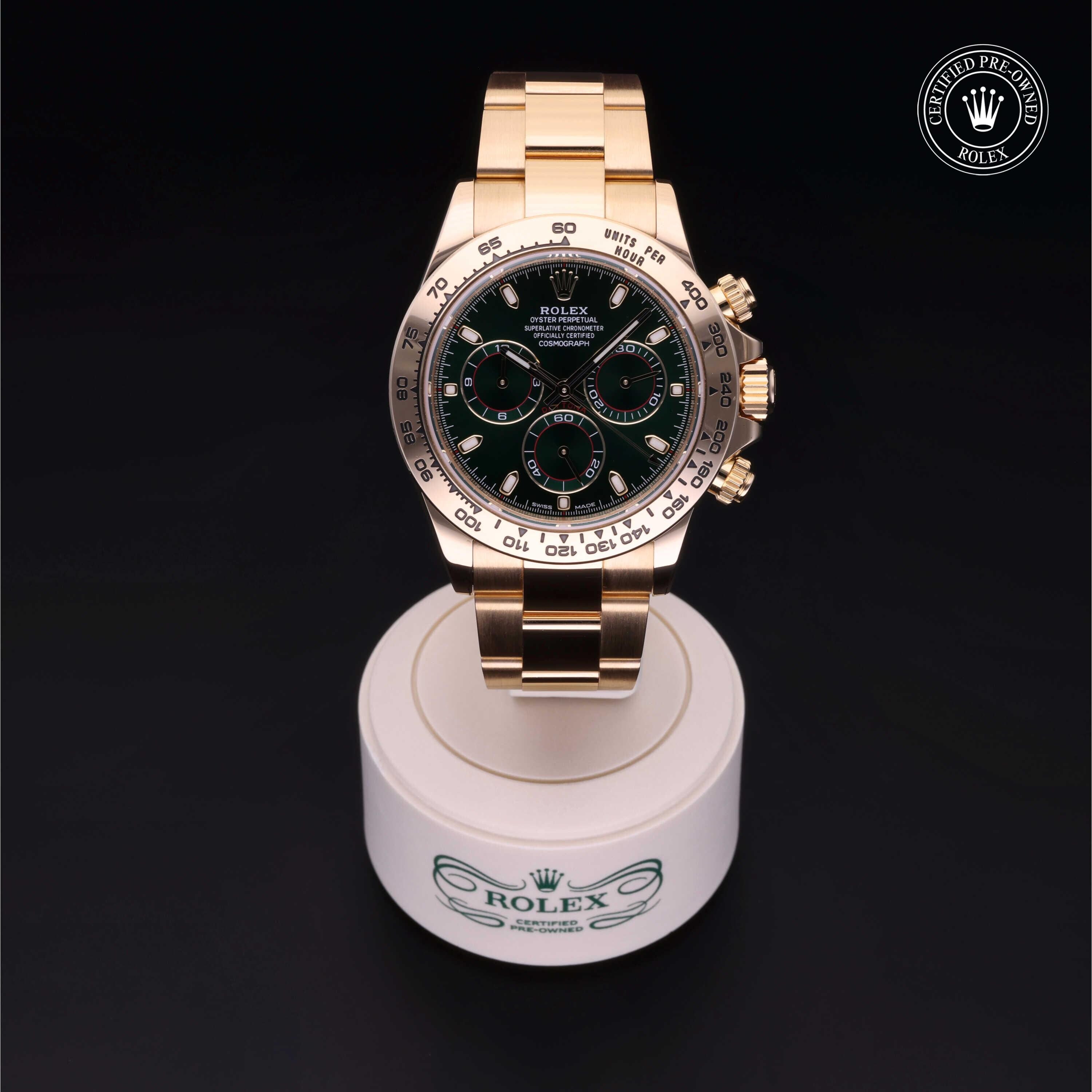 Rolex Certified Pre-owned Daytona M116508-0013 front on black background