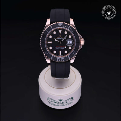 Rolex Certified Pre-owned Yacht-Master M126655-0002 front on black background