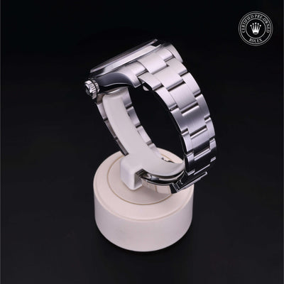 Rolex Certified Pre-owned Air-King M116900-0001 front on black background