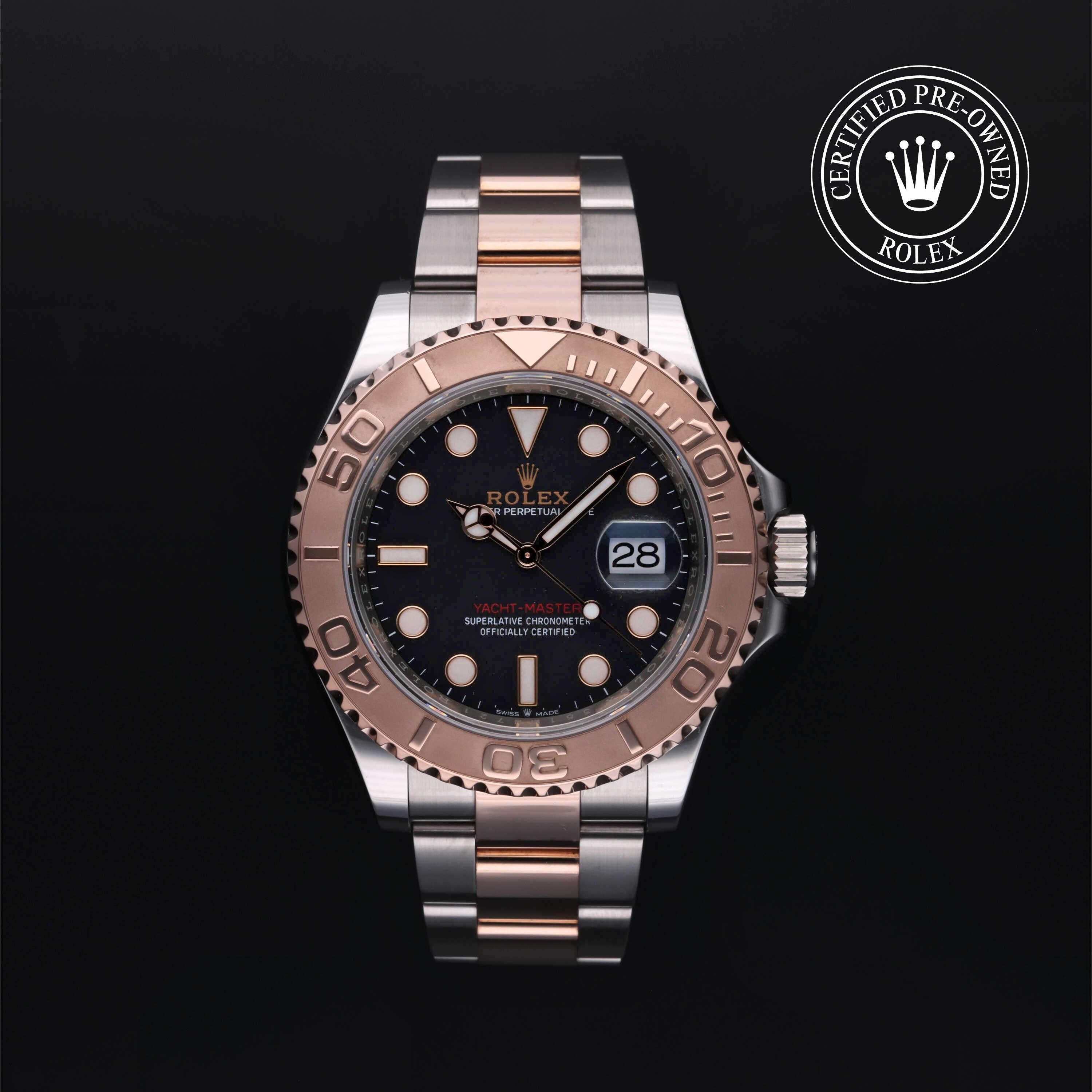 Rolex Certified Pre-owned Yacht-Master M126621-0002 front on black background