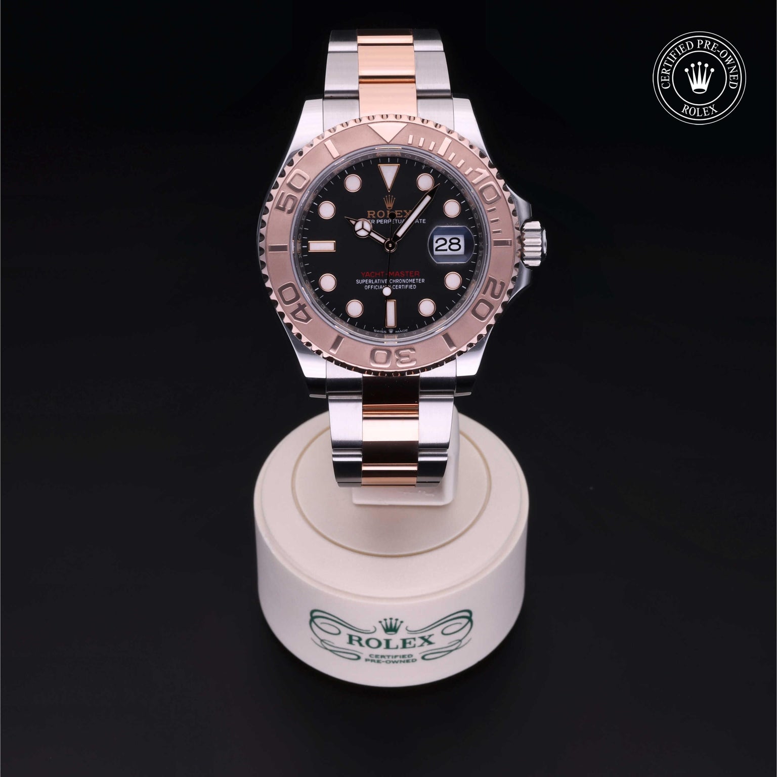 Rolex Certified Pre-owned Yacht-Master M126621-0002 front on black background