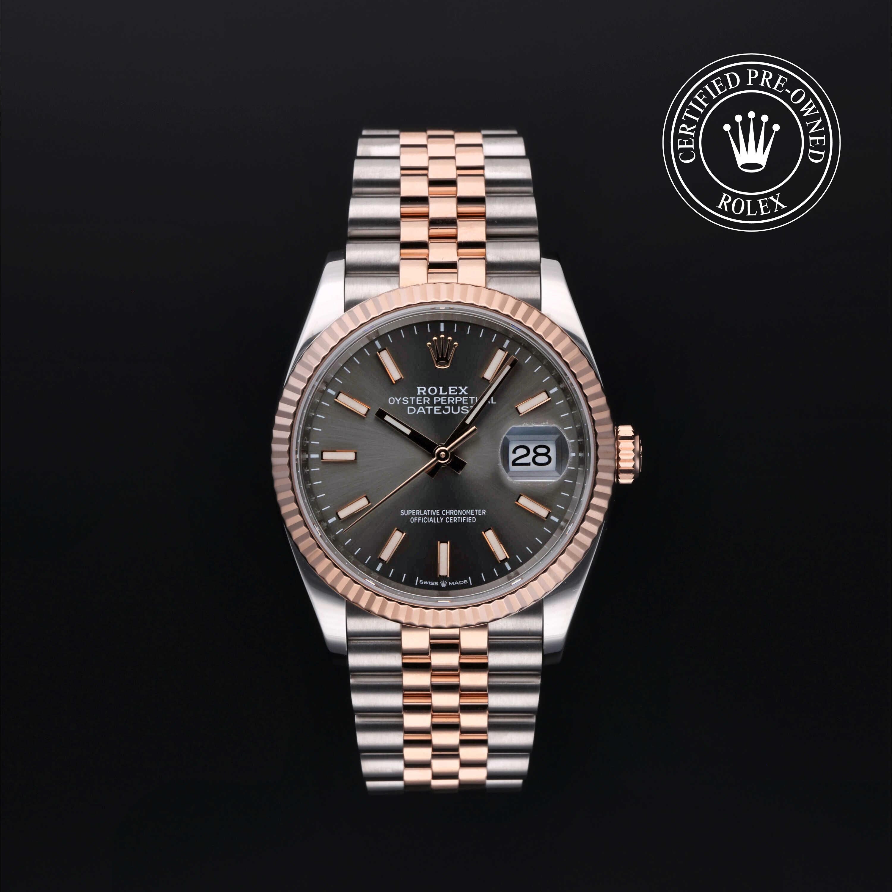 Rolex Certified Pre-owned Datejust M126231-0013 front on black background
