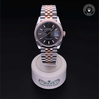 Rolex Certified Pre-owned Datejust M126231-0013 front on black background
