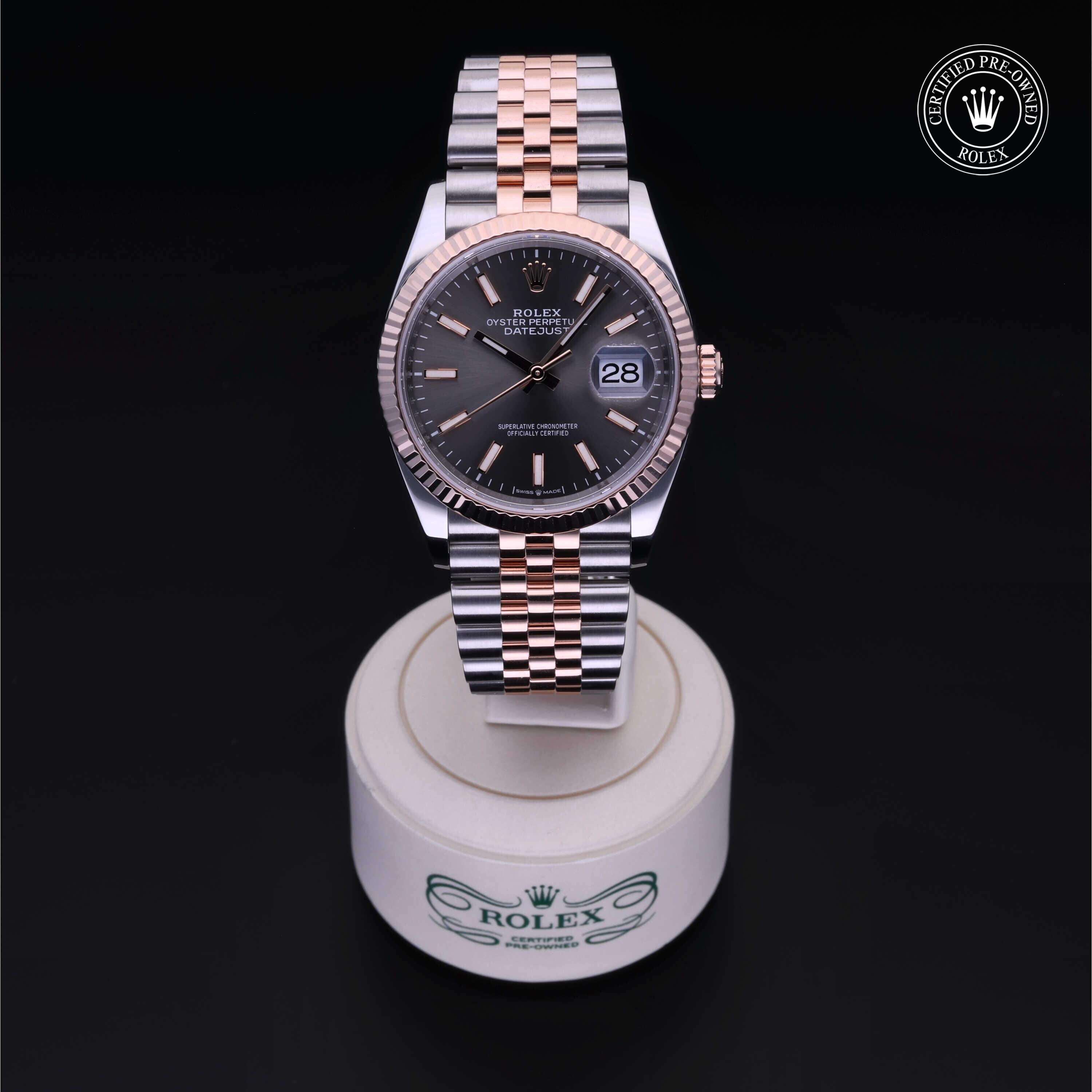 Rolex Certified Pre-owned Datejust M126231-0013 front on black background