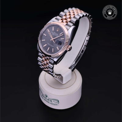 Rolex Certified Pre-owned Datejust M126231-0013 front on black background