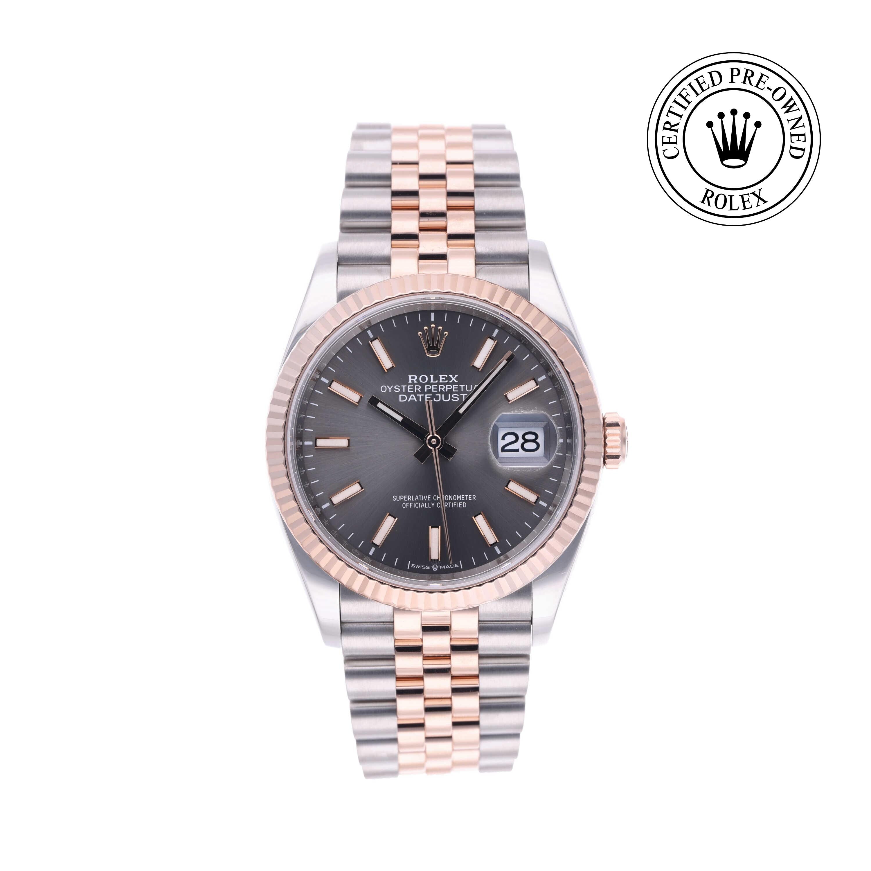 Rolex Certified Pre-owned Datejust M126231-0013 front on white background