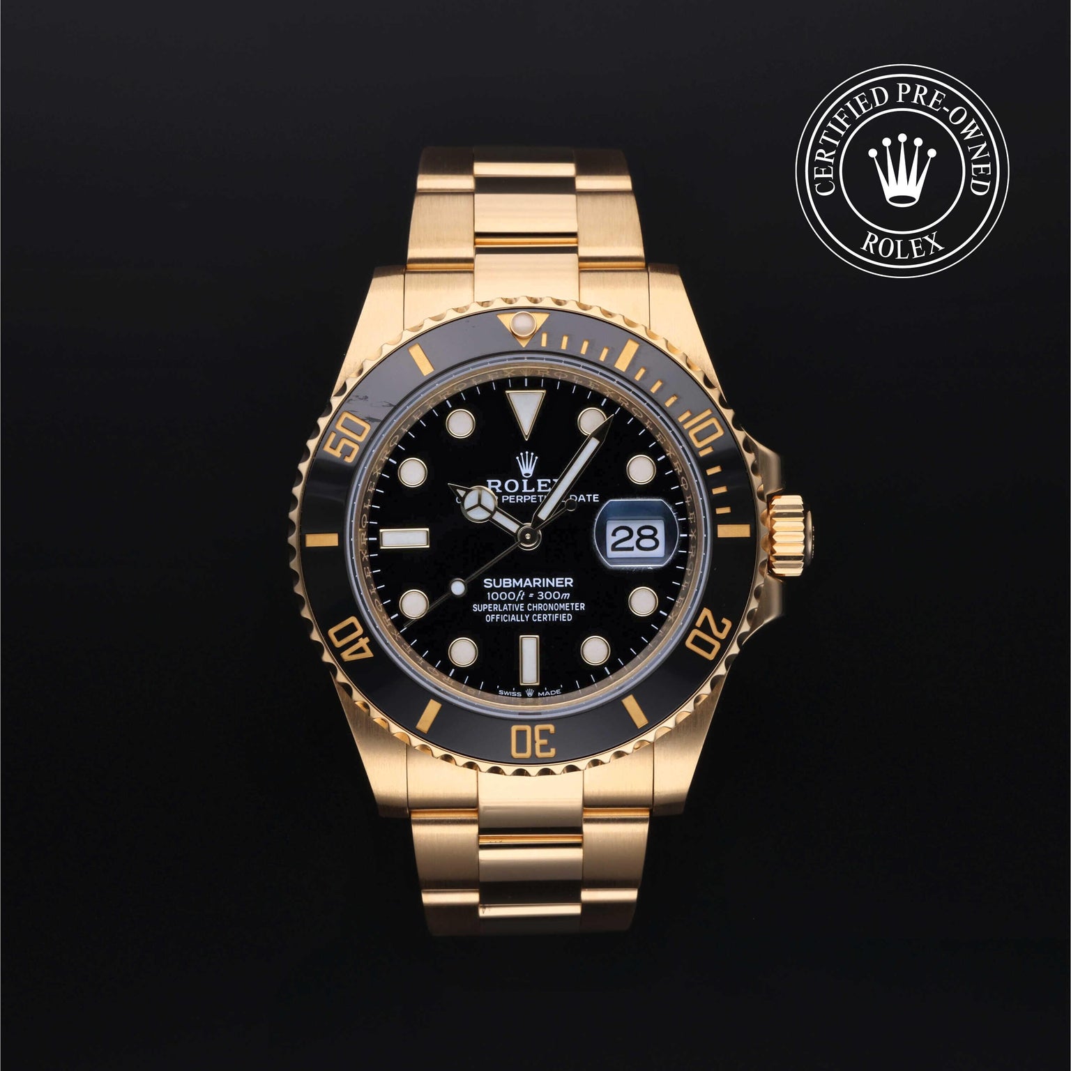 Rolex Certified Pre-owned Submariner M126618LN-0002 front on black background