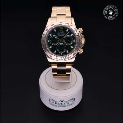 Rolex Certified Pre-owned Daytona M116508-0013 front on black background