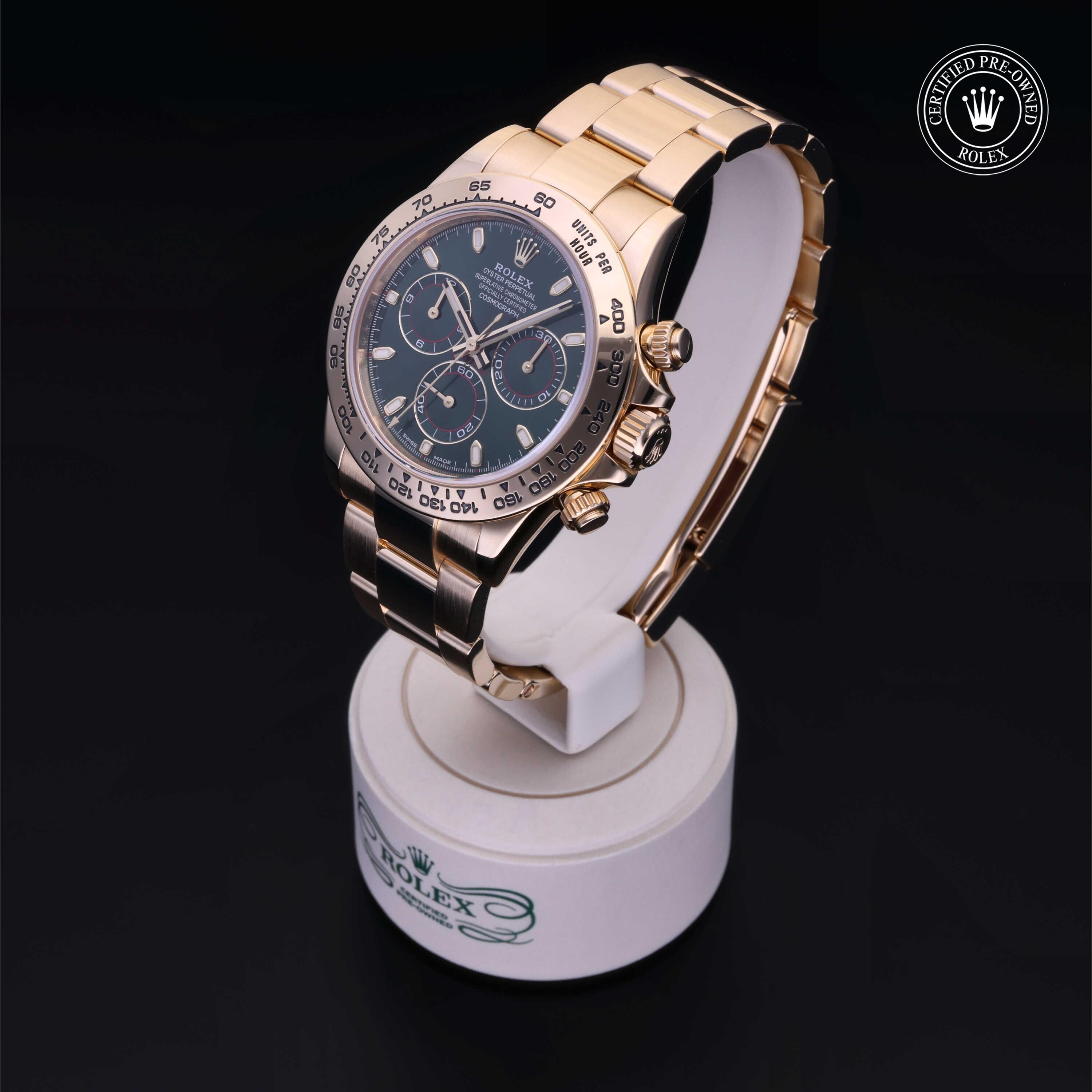 Rolex Certified Pre-owned Daytona M116508-0013 front on black background