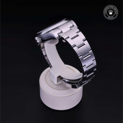 Rolex Certified Pre-owned Air-King M116900-0001 front on black background