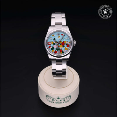 Rolex Certified Pre-owned Oyster Perpetual M277200-0010 front on black background
