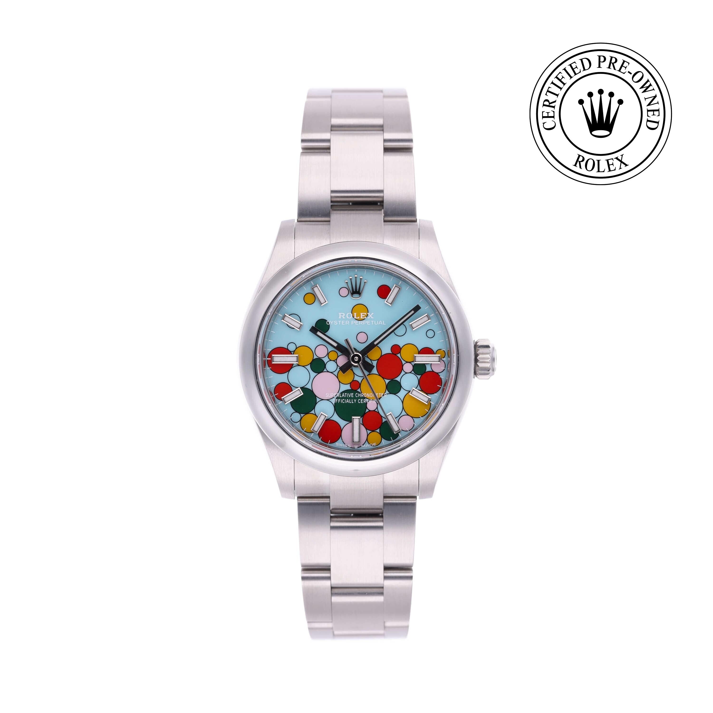 Rolex Certified Pre-owned Oyster Perpetual M277200-0010 front on white background