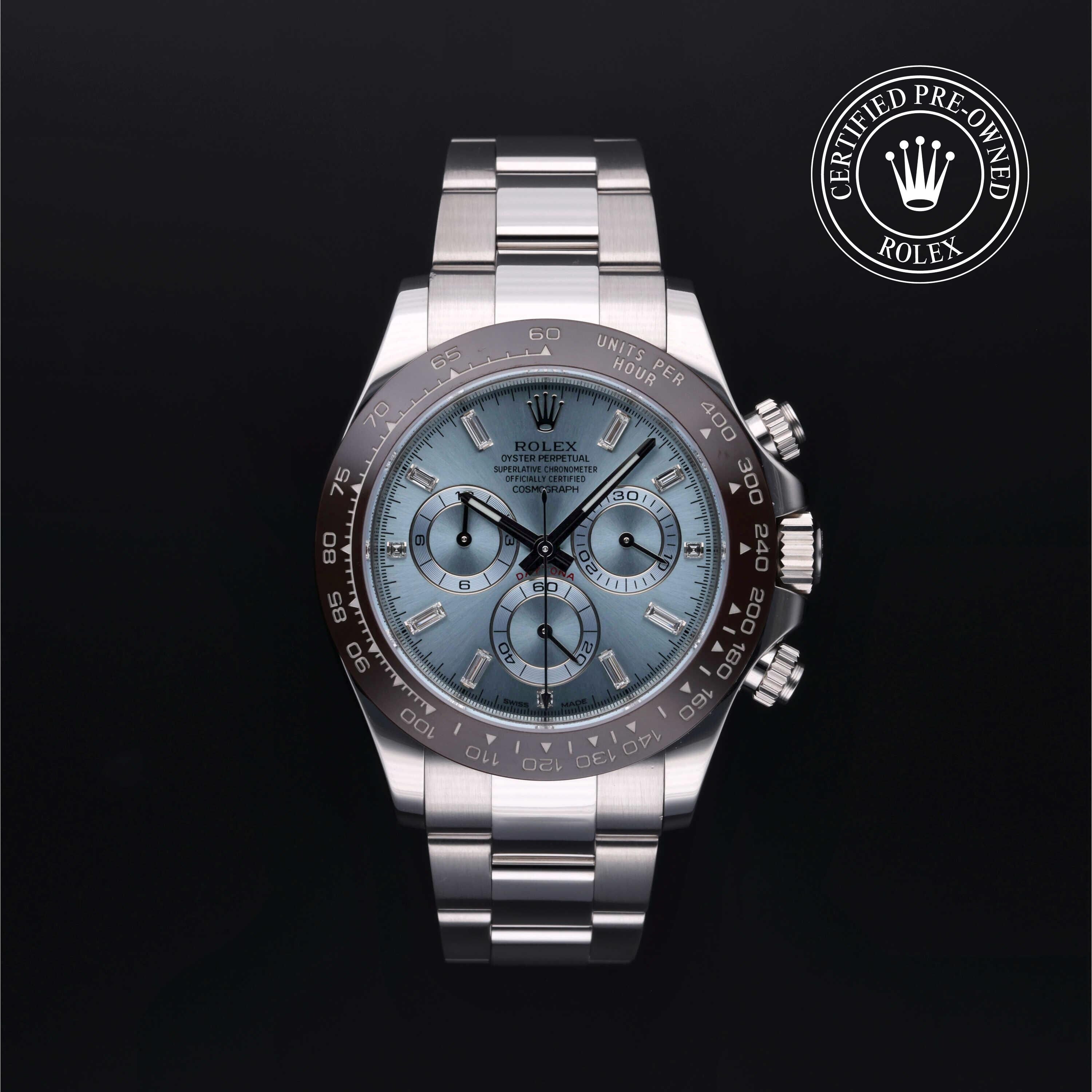 Rolex Certified Pre-owned Daytona M116506-0002 front on black background