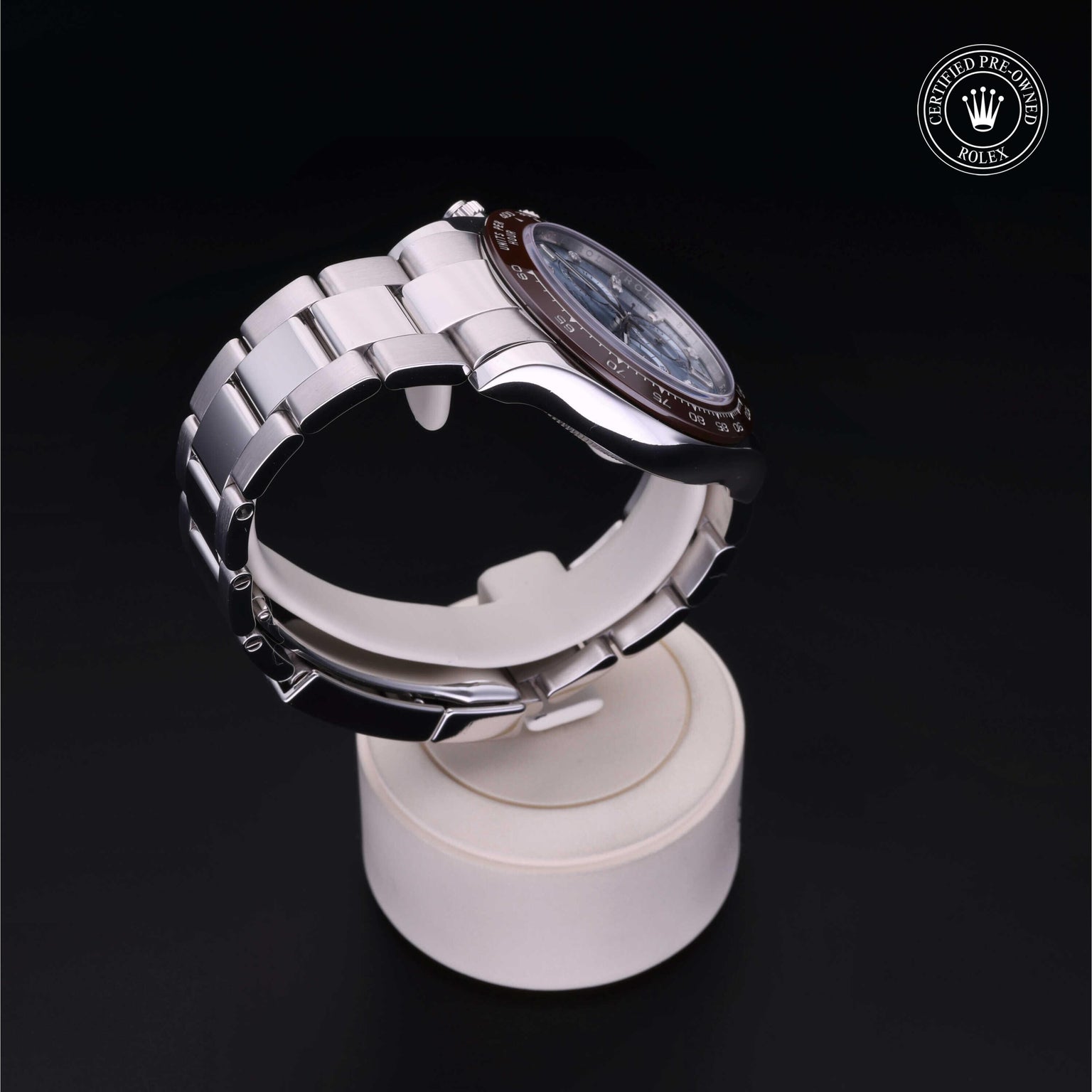 Rolex Certified Pre-owned Daytona M116506-0002 front on black background
