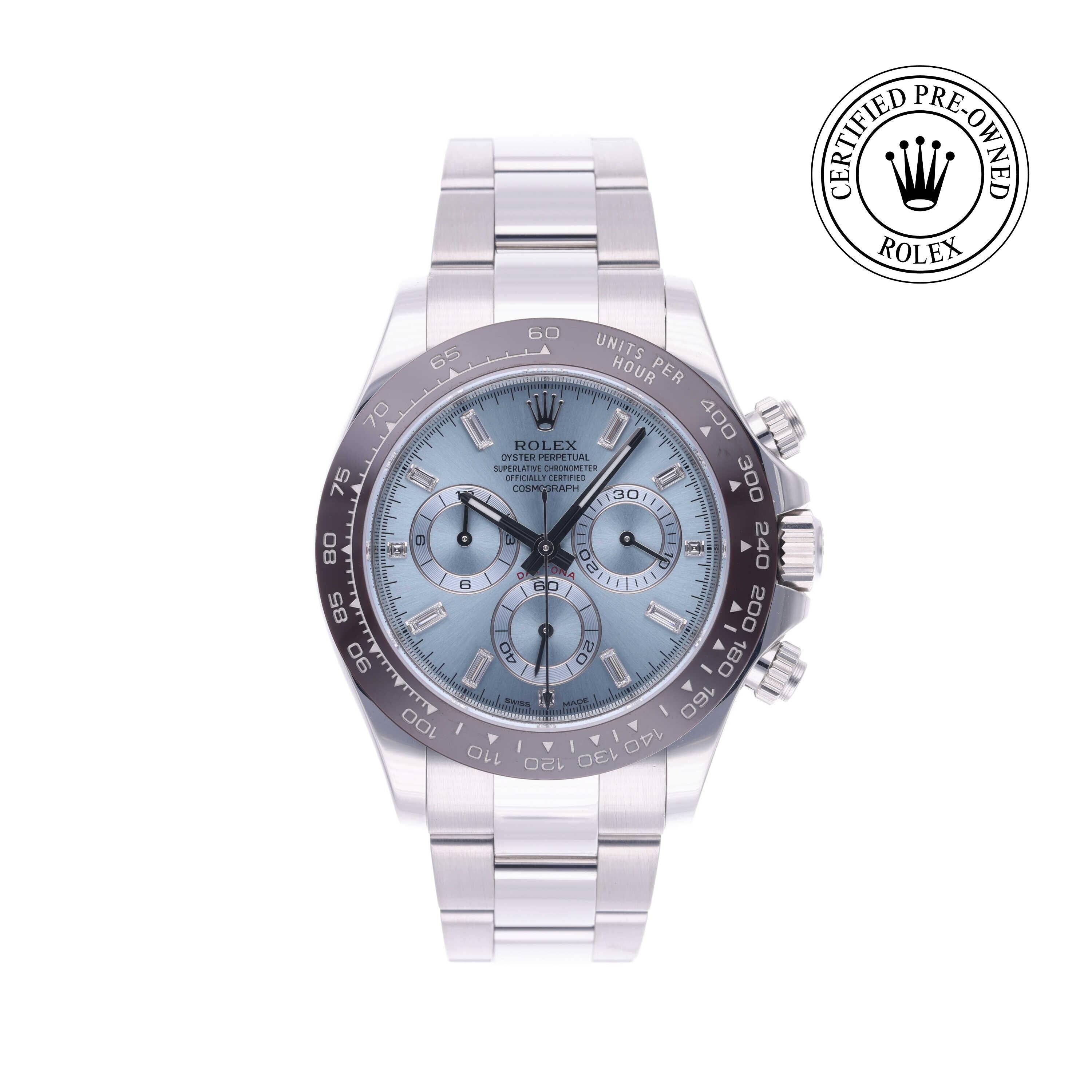 Rolex Certified Pre-owned Daytona M116506-0002 front on white background