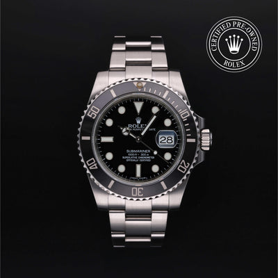 Rolex Certified Pre-owned Submariner M116610LN-0001 front on black background