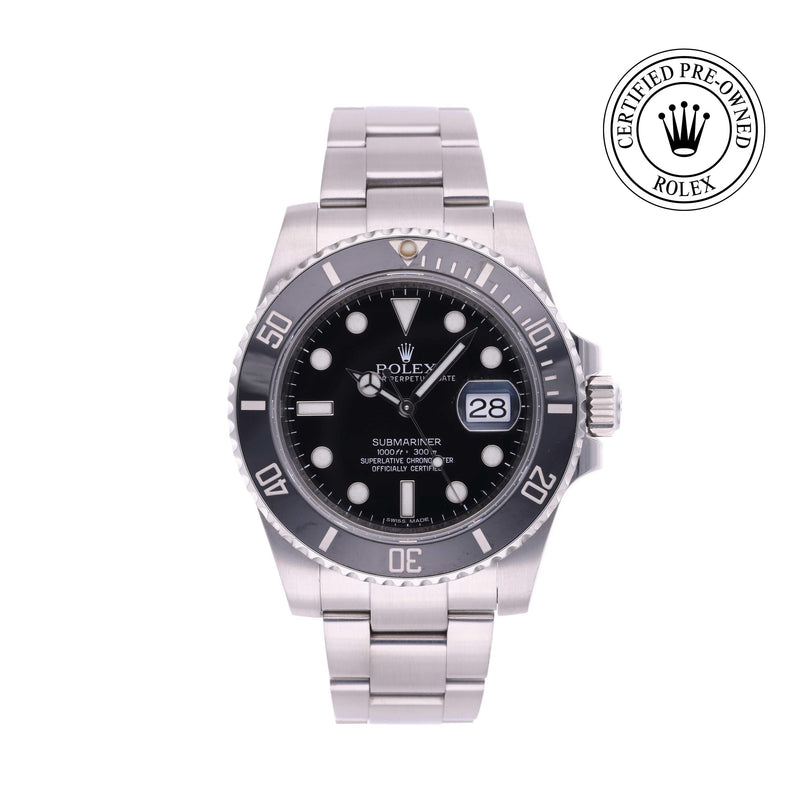 Rolex Certified Pre-owned Submariner M116610LN-0001 front on white background