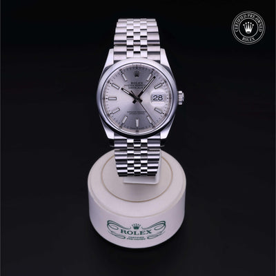 Rolex Certified Pre-owned Datejust M126200-0001 front on black background