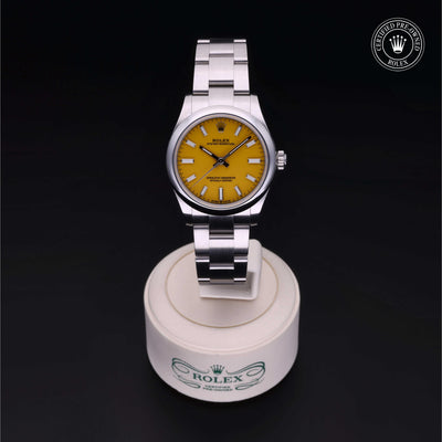 Rolex Certified Pre-owned Oyster Perpetual M277200-0005 front on black background