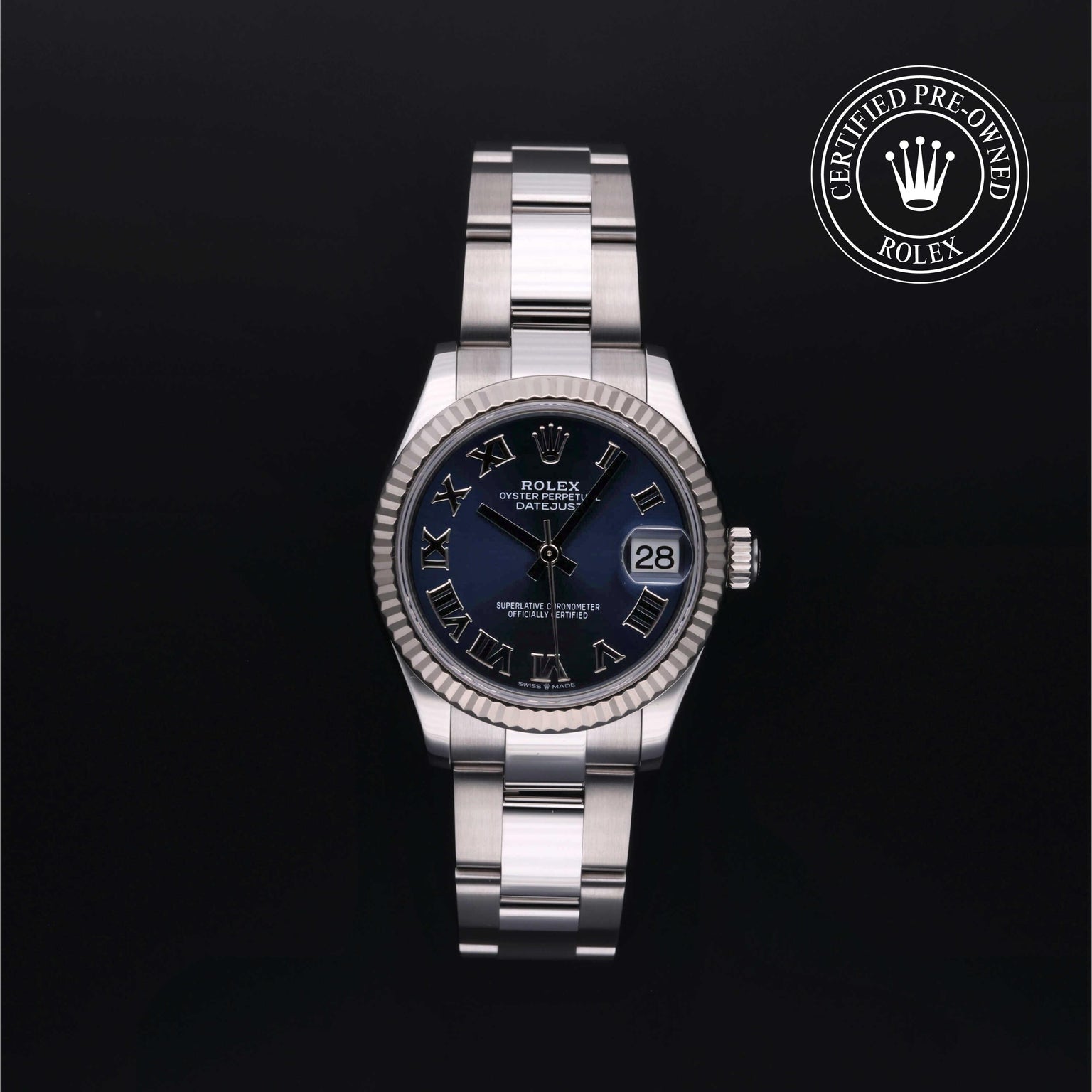 Rolex Certified Pre-owned Lady Datejust M278274-0033 front on black background