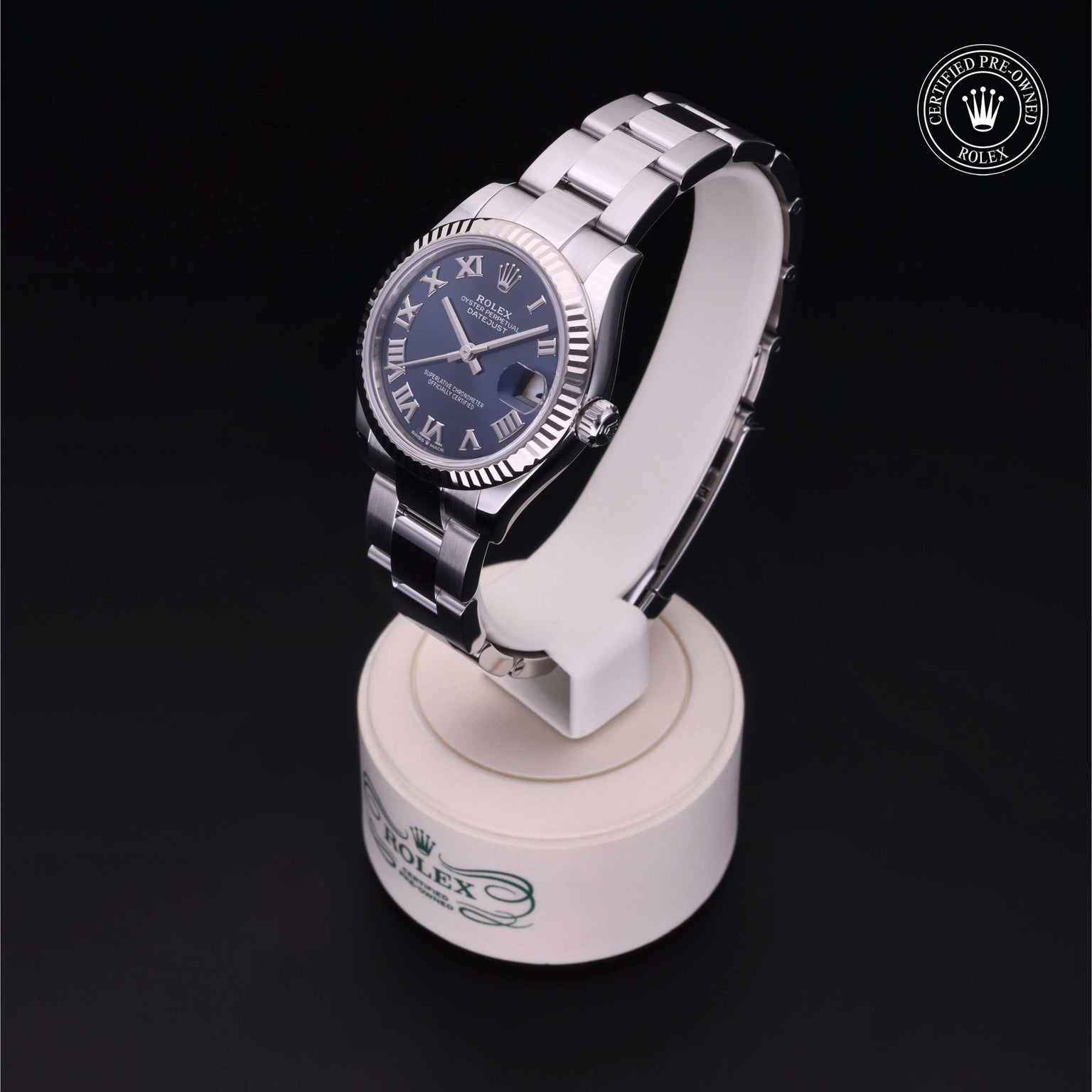Rolex Certified Pre-owned Lady Datejust M278274-0033 front on black background