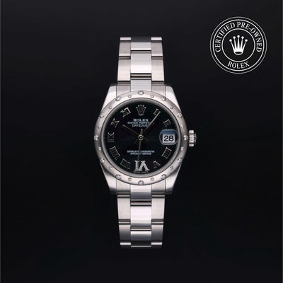 Rolex Certified Pre-owned Lady Datejust M178344-0002 front on black background