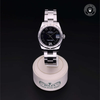 Rolex Certified Pre-owned Lady Datejust M178344-0002 front on black background