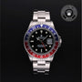 Rolex Certified Pre-owned GMT M16710BLRO-0005 front on black background