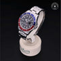Rolex Certified Pre-owned GMT M16710BLRO-0005 front on black background