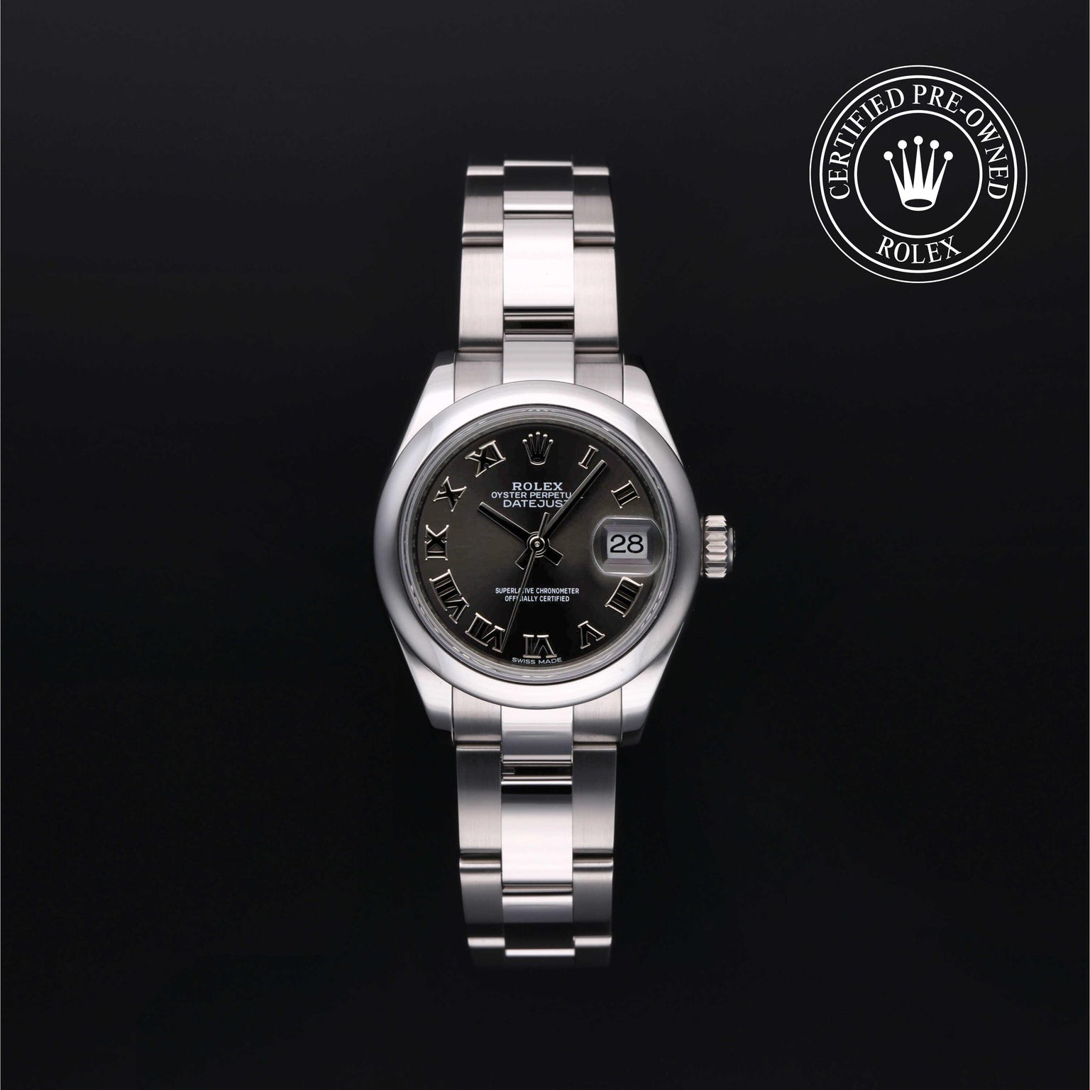 Rolex Certified Pre-owned Lady Datejust M279160-0012 front on black background