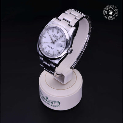 Rolex Certified Pre-owned Datejust M116200-0057 front on black background