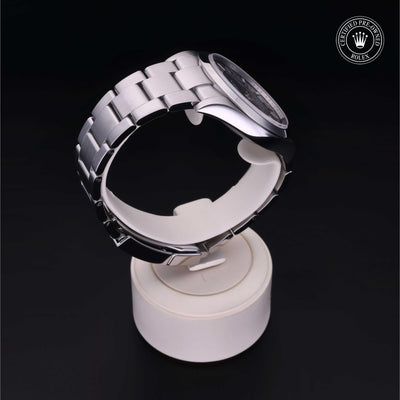 Rolex Certified Pre-owned Explorer M214270-0001 front on black background