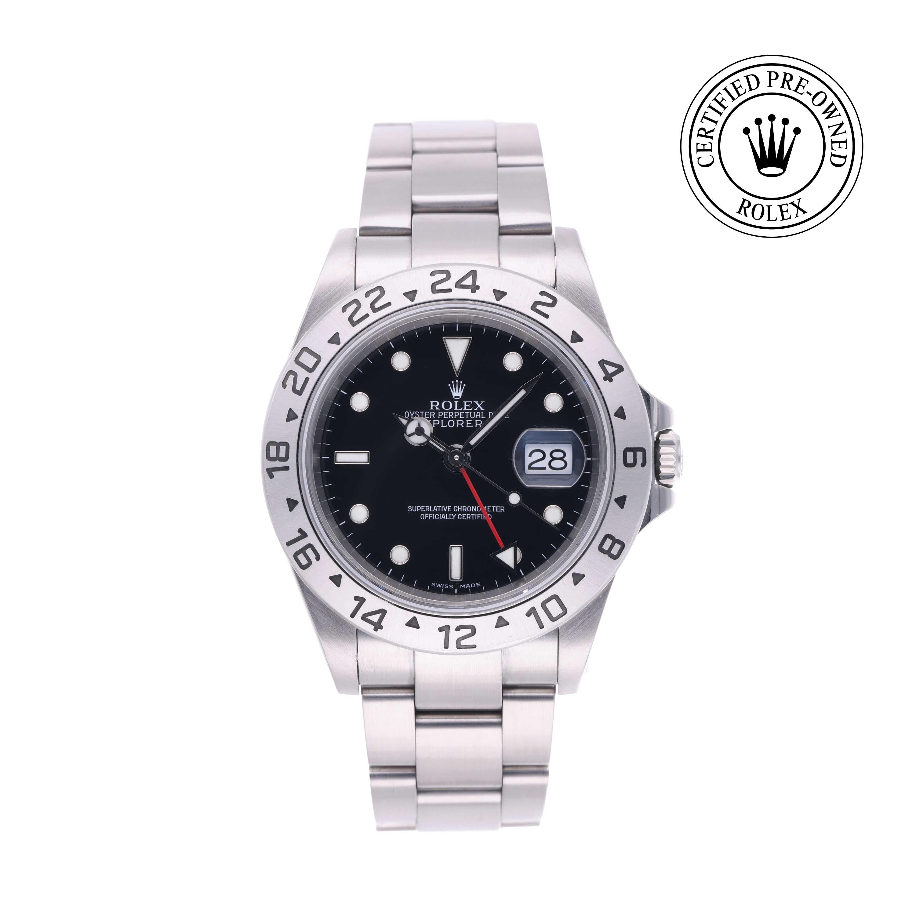 Rolex Certified Pre-owned Explorer M16570-0005 front on white background