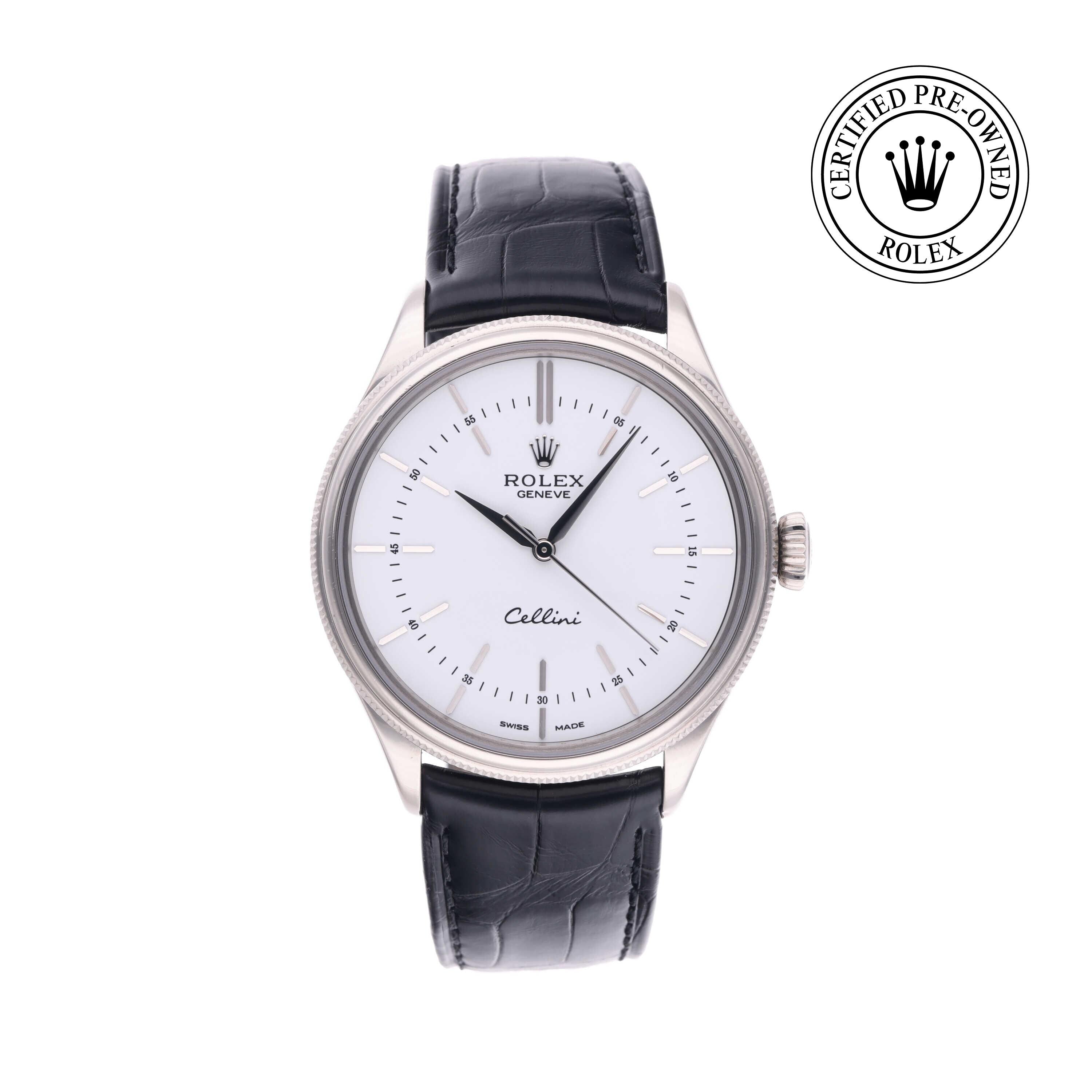 Rolex Certified Pre-owned Cellini M50509-0015 front on white background