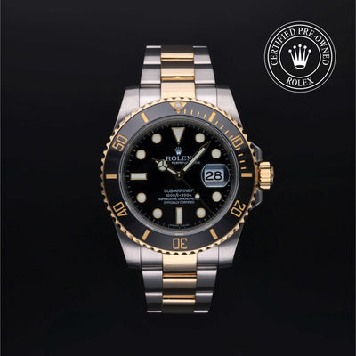 Rolex Certified Pre-owned Submariner M116613LN-0001 front on black background