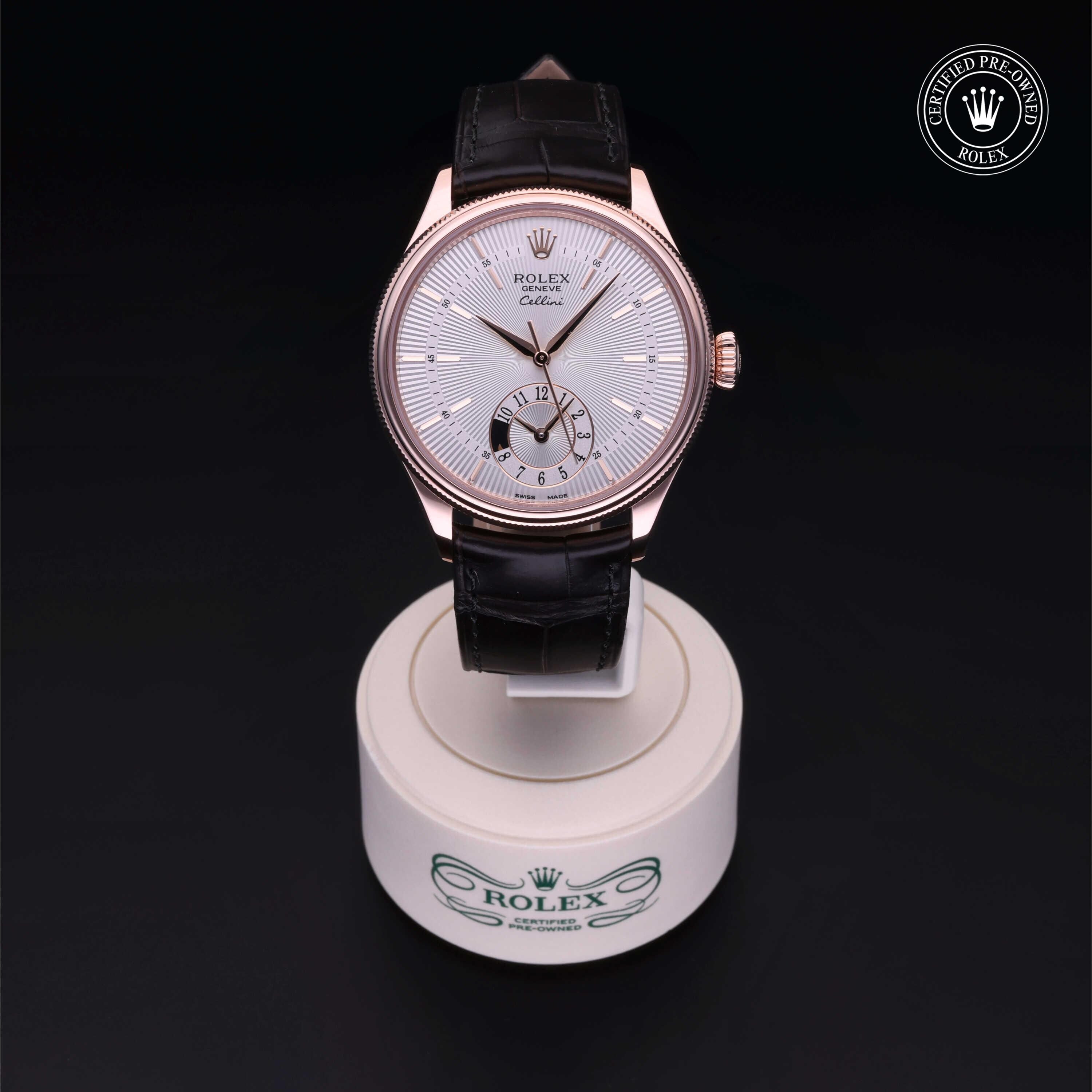 Rolex Certified Pre-owned Cellini M50525-0004 front on black background